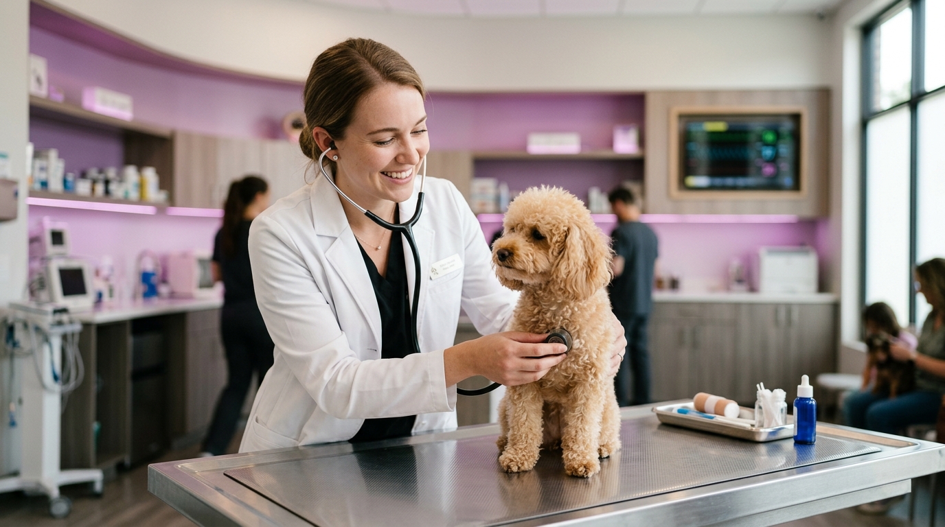 Veterinário atendendo pet em consulta — SPI+VET